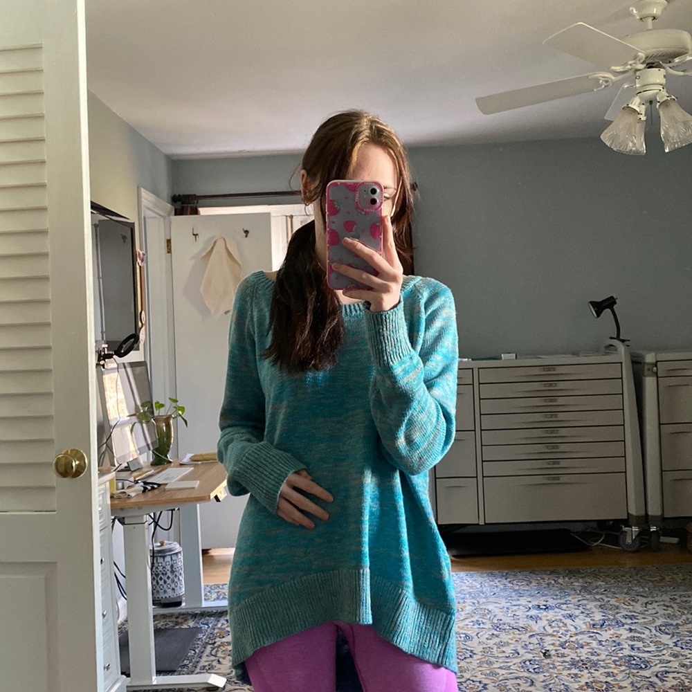 Stylemint knit sweater medium teal and gray